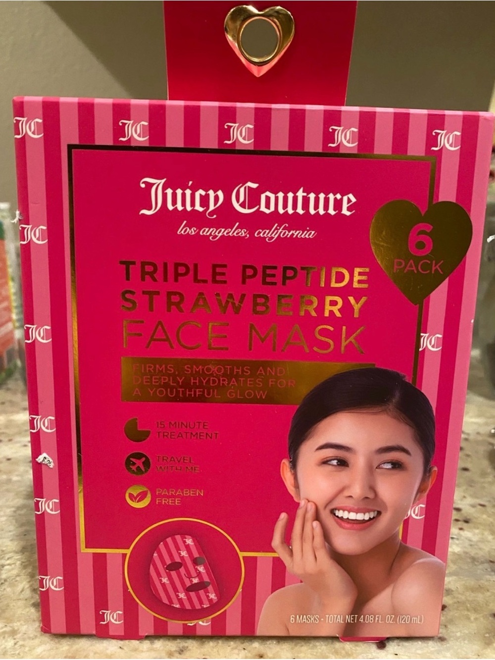 Juicy Couture Triple Peptide Strawberry Face Mask - Hot Pink & Gold Accents